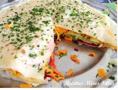 La recette Crepe / Chandeleur : Gateau de crepes aux crudites