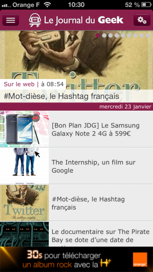 Nouvelle application iOS pour le Journal du Geek ! 2013-01-23 10.30.50