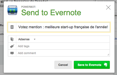 powerbot Powerbot: liez votre compte Gmail, Google Agenda à Evernote