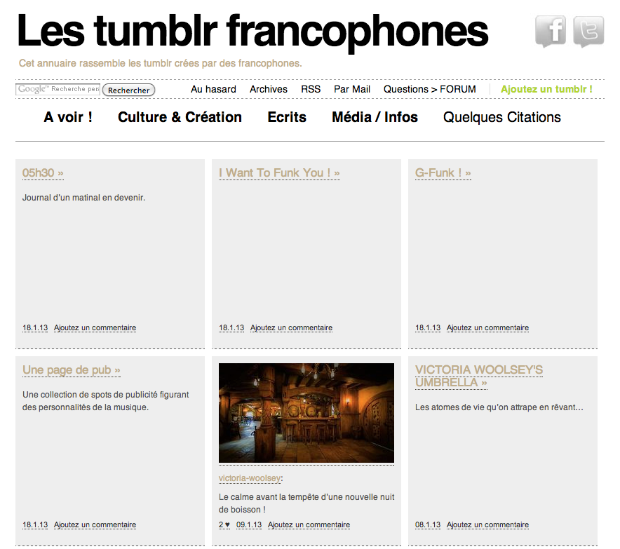 annuaire pour les tumblr francophones