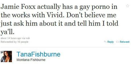 RUMEURS : L'HOMOSEXUALITE DE JAMIE FOXX : tweet de Montana Fishburne