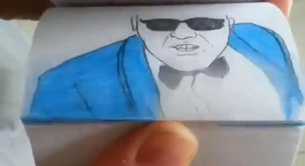 Un fou dessine un Flipbook du clip Gangnam Style