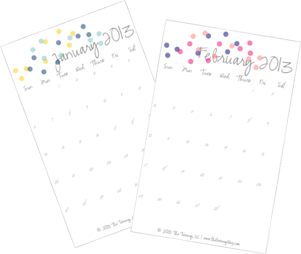 12 Free printable 2013 calendars on charliestine.net