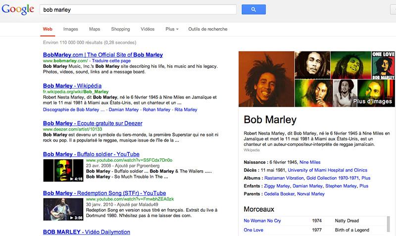 recherche semantique bob marley google