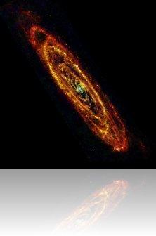Image d'Andromède (M31), dans la longueur d'onde de l'infrarouge lointain, prise par le télescope spatial Herschel de l'ESA. Crédit image : ESA/Herschel/PACS & SPIRE Consortium, O. Krause, HSC, H. Linz