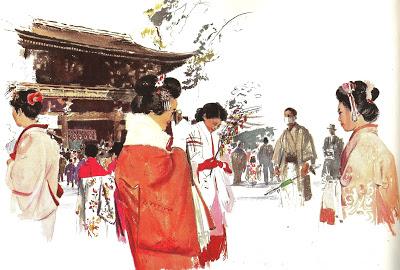 Scène de rue pendant le nouvel an japonais