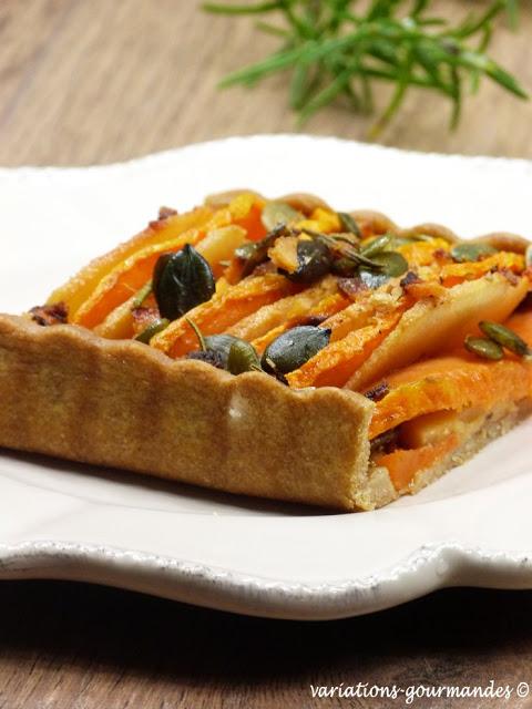 Tarte salée potiron, coing et romarin