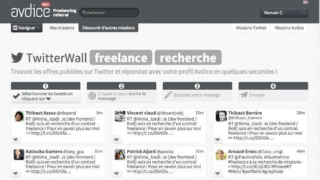 Avdice Twitter Wall bis Avdice la place de marché pour les freelance