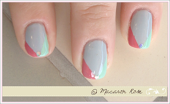 [Ongles] Gris, rose vert = 2 triangles + 1 paillette