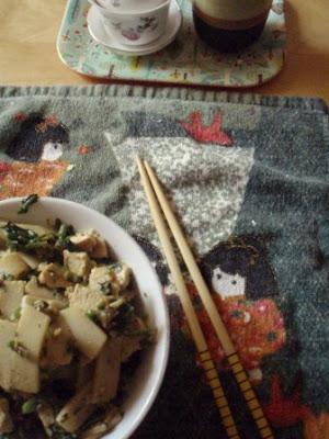 Cresson poêlé au tofu et pousses de bambou