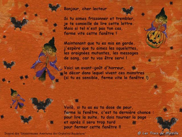 Poème d'Halloween à la manière des Orphelins Baudelaire - oct. 2010 (lire l'article)