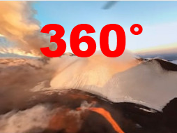 Video Volcan 360 Degres Video à 360 degrés au dessus dun Volcan en Eruption, attention les yeux!