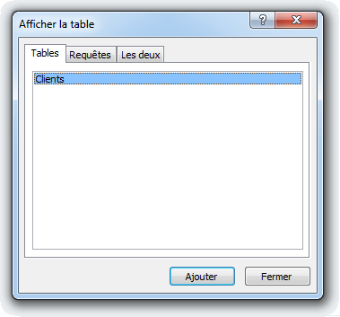 Afficher la table