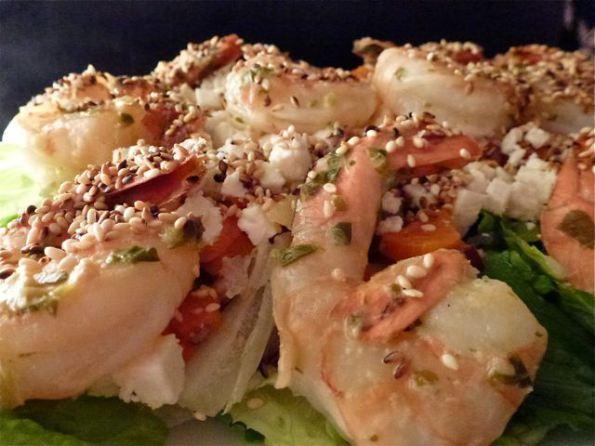 Salade d'épinard aux crevettes et à la féta - 2