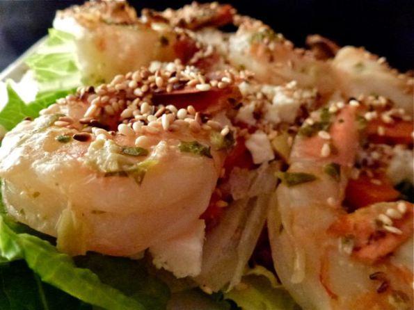 Salade d'épinard aux crevettes et à la féta - 3