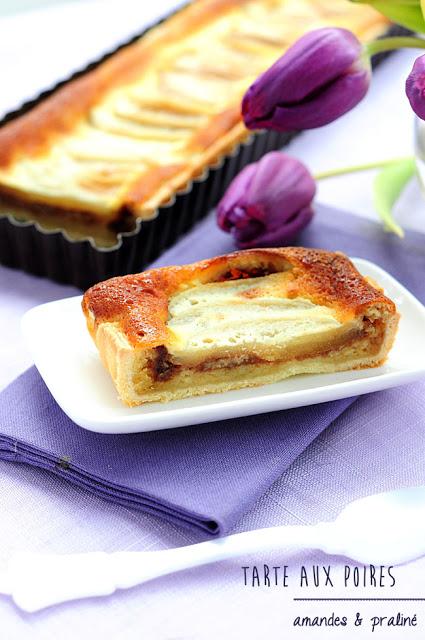 Tarte aux poires, crème d'amandes & praliné