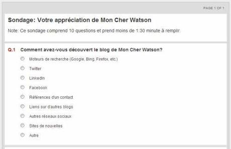 Sondage Mon Cher Watson