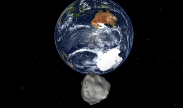 Vue d'artiste de l'astéroïde D14, un caillou de 45 mètres de diamètre.