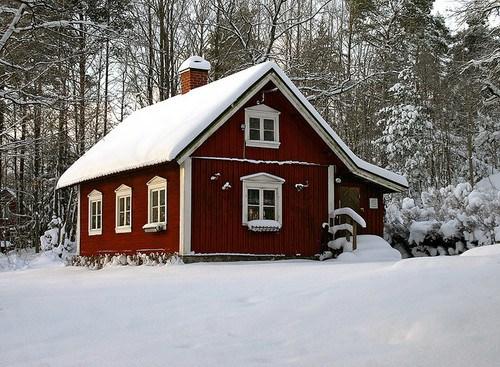 winter cottage in sweden