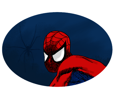 Portrait de Spiderman en couleur.