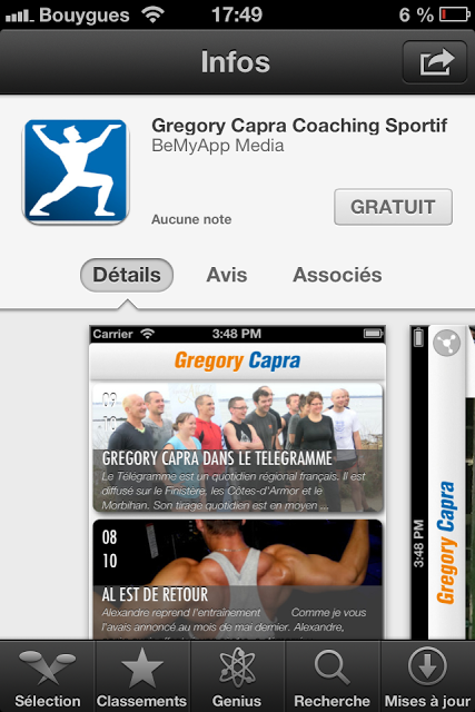 L'application Grégory Capra est maintenant disponible