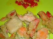 Tempura saumon legumes