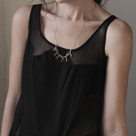 NEW - Blue glass beads and vintage brass bars