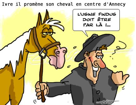 Céno Dessinateur - La Babole : Arrêté ivre en centre d'Annecy avec... son cheval