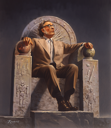 isaac_asimov_on_throne dans Science-fiction
