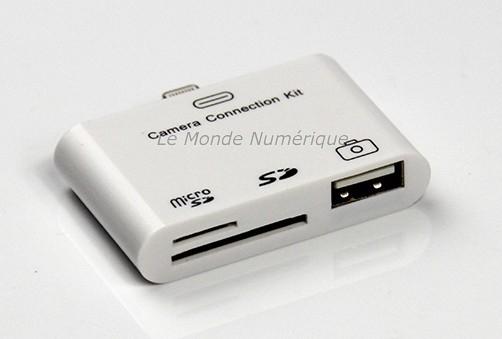 Kit de connexion USB et cartes mémoires pour iPad Mini, iPad 4 et iPhone 5
