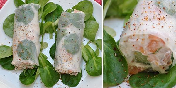 Rouleaux de printemps au saumon & chèvre frais