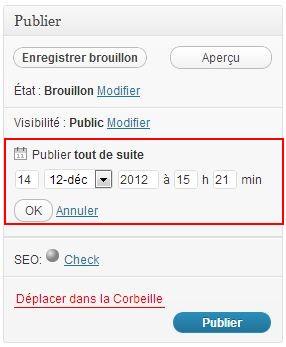 planification des articles wordpress