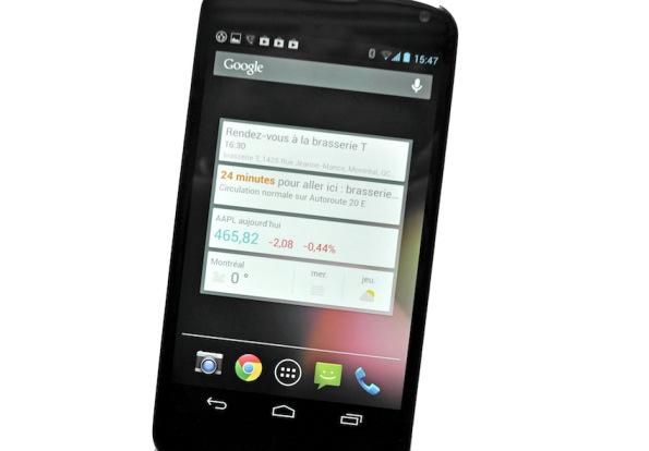 nexus 4 google now widget descary Android : Google Now offre un widget d’écran d’accueil et d’écran de déverrouillage