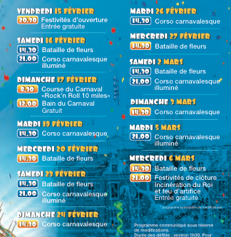 Programme du Carnaval de Nice 2013