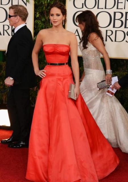 Jennifer Lawrence aux Golden Globes 2013   (en robe Christian Dior)