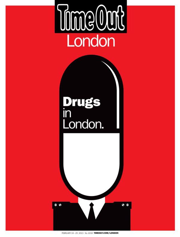 Drugs in London. Nouvelle couv du Time Out signée Noma Bar