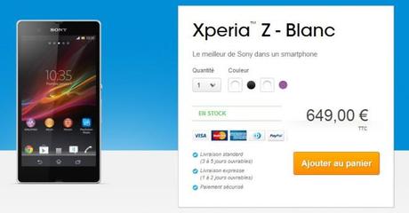 Sony – Le Xperia Z sur la boutique en ligne de la marque sony-xperia-Z-boutique