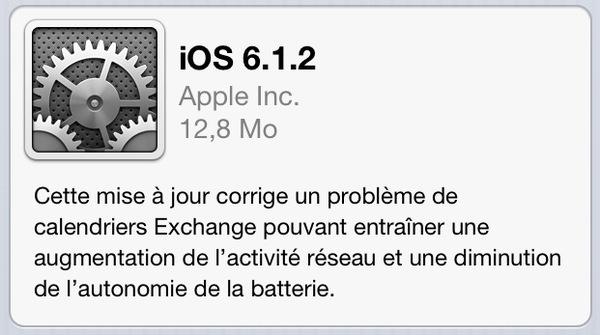 La mise à jour iOS 6.1.2 est disponible au téléchargement