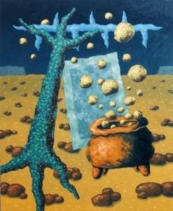 Jean-Paul Thaéron, Paysage mythologique, huile sur toile, 2000, collection particulière, cliché J.P. Thaéron