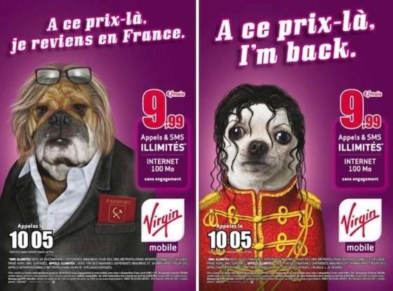 Une campagne de pub Virgin Mobile qui fait référence à Gérard Depardieu et Michael Jackson...
