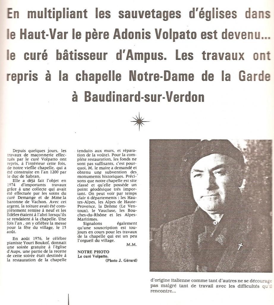 Le curé Volpato à l’honneur