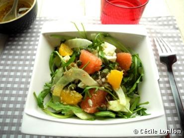 Salade bio de roquette et fenouil aux agrumes et féta