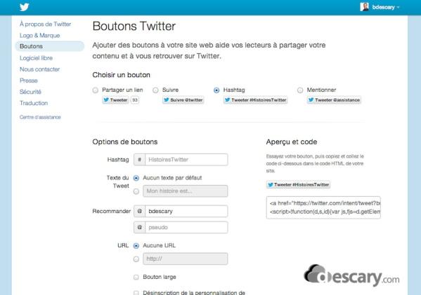 boutons twitter descary Twitter: utilisez les boutons et les widgets de Twitter pour booster vos événements