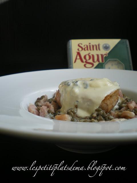 Grenadins de veau aux lentilles et Saint-Agur