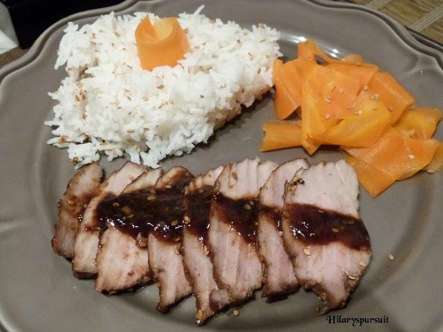 Filet mignon de porc laqué et son riz au sésame / Peking pork tenderloin and its sesame rice