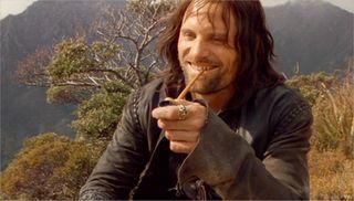 Viggo laughing with pipe