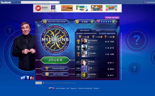 MYTF1 lance le jeu online Qui veut Gagner des Millions sur Facebook