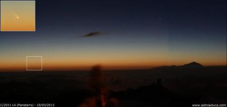 PanSTARRS photographiée par F. A. Rodriguez aux Îles Canaries le 10 mars au crépuscule