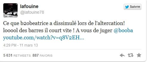 Tweet La Fouine video bagarre