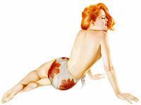 glamour vintage illustration pin up arlberto vargas femme rousse maillot de bain